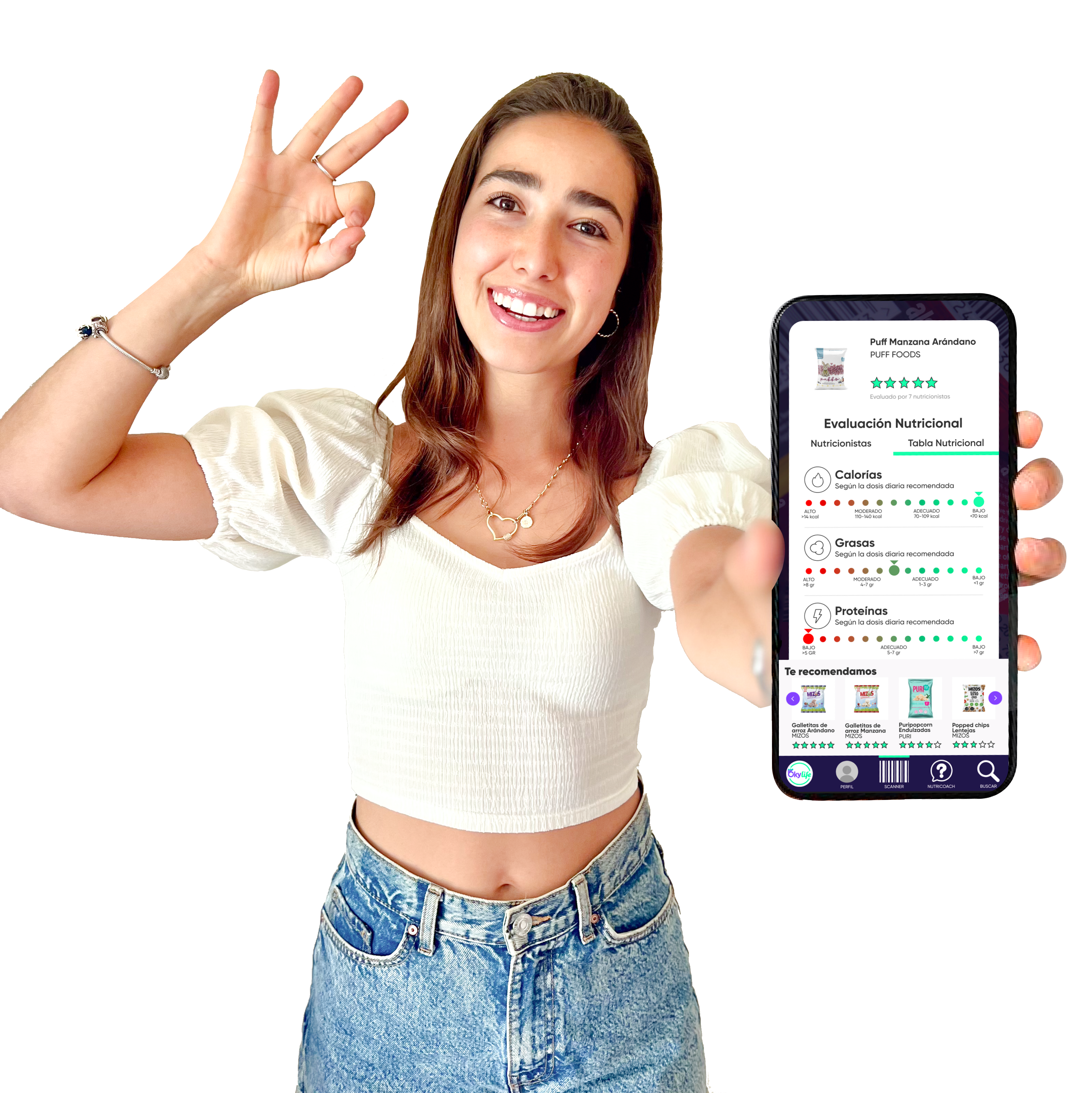 Romina mostrando app